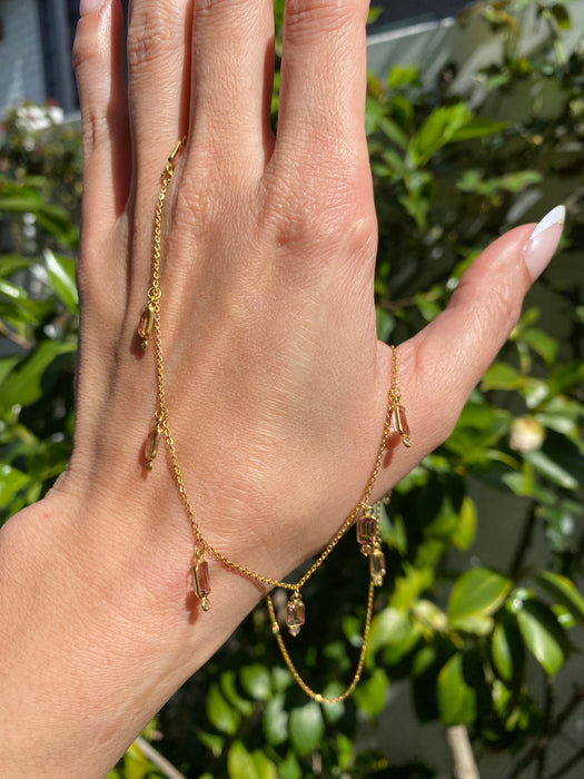 18K Gold Pink Tourmaline & Diamond Station Necklace
