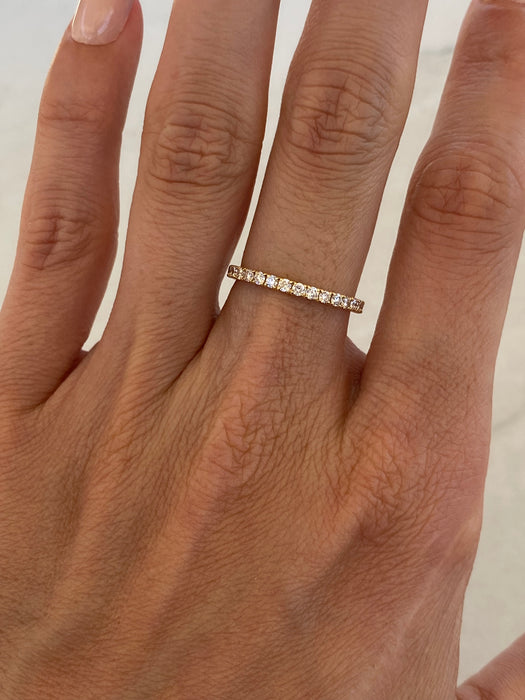 Vintage 18K Gold Natural Diamond 3/4 Eternity Ring