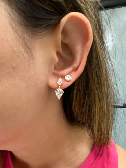 14K Gold Pear Step-Cut 2.7 Carat Lab Diamond Drop Earrings