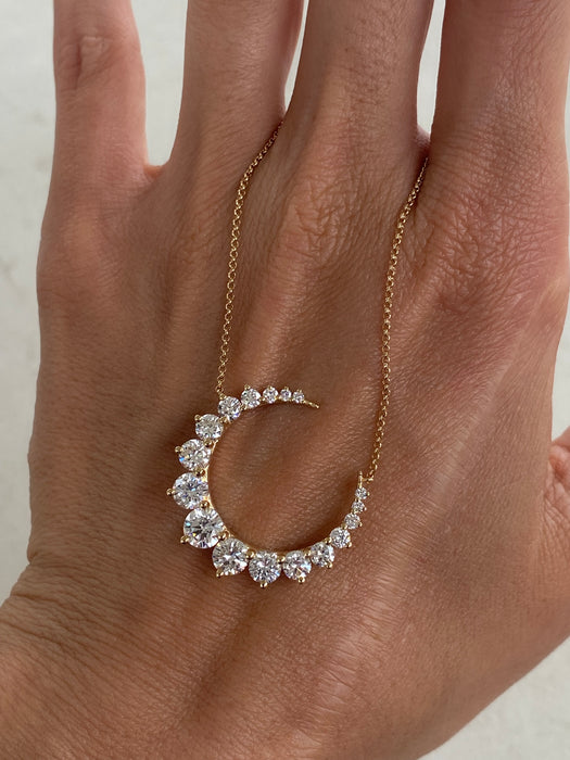 14K Gold 2.7 Carat Lab Diamond Crescent Moon Necklace