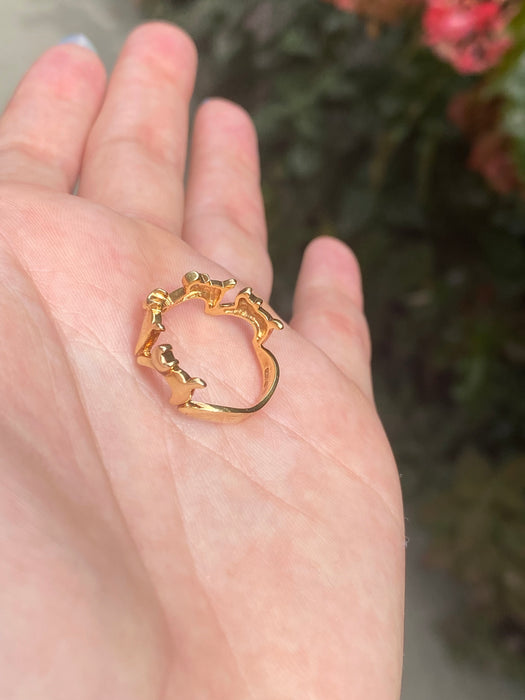 Custom preorder 14k dancing kitty cat ring