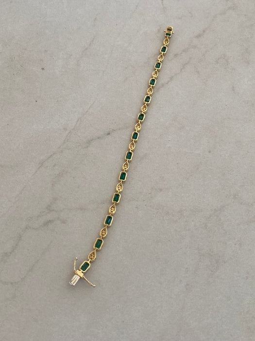 14K Gold Emerald & Diamond Bracelet