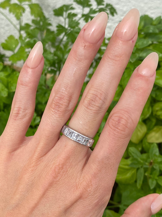 Vintage Platinum 900 Step Cut Diamond Ring