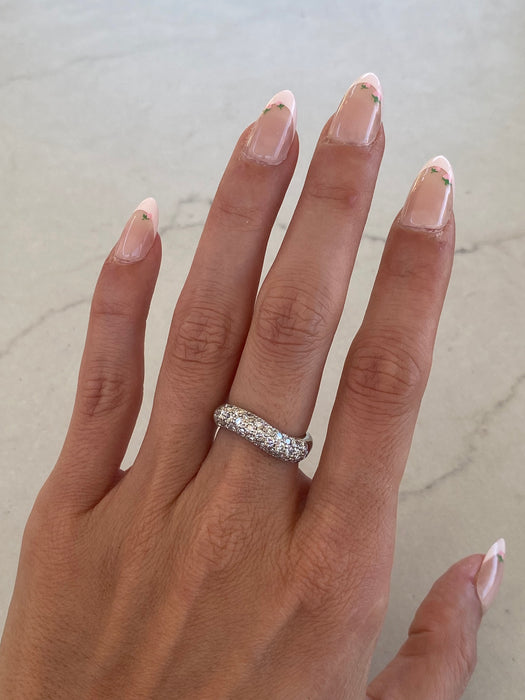 Vintage Platinum 900 1 Carat Diamond Wavy Ring