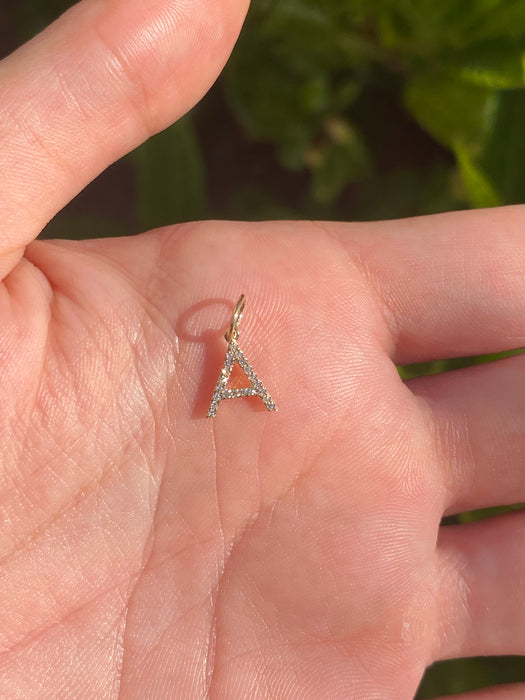 14k diamond letter A initial pendant