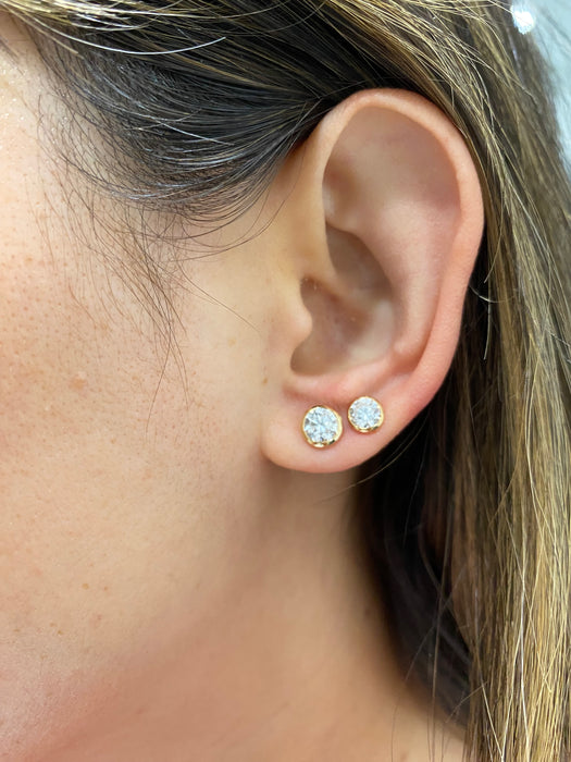 14K Gold 1.56 TCW Round Lab Diamond Bezel Stud Earrings