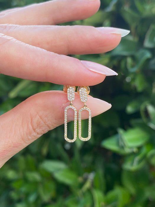 14k diamond paperclip earrings