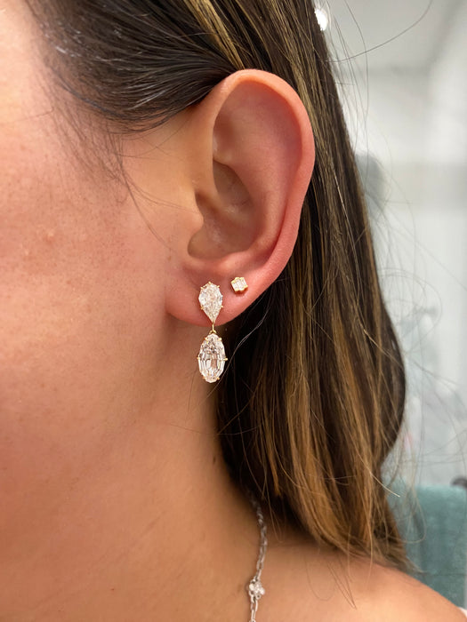 14K 6.2 TCW Lab-Grown Diamond Pear & Elongated Oval Drop Earrings