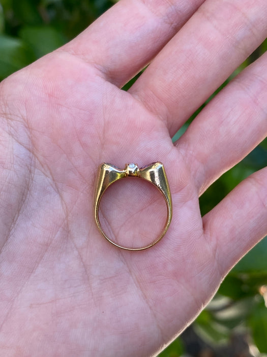 18k pink tourmaline aquamarine heart diamond bow ring size 6.5