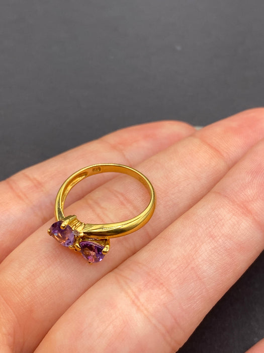 18k amethyst heart diamond ring size 6