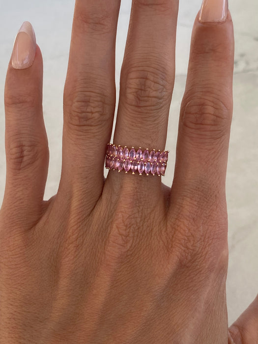 Vintage 18K Rose Gold Vintage Natural Pink Sapphire Marquise Ring | 1.85 Carats