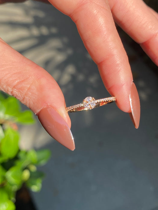 14K Rose Gold Diamond Circle Ring
