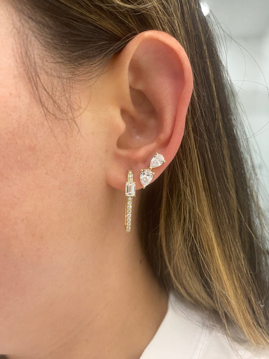 14K Gold 2.20 CTW Lab Diamond Pear Ear Climber Earrings