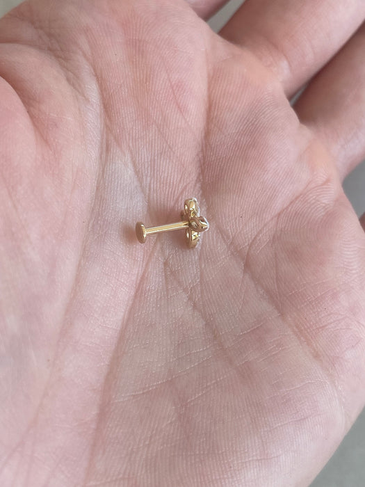 14K Gold Lab Diamond Butterfly Flat Back Stud Earring- Single