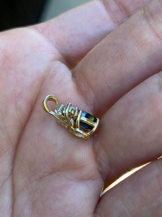 14k blue sapphire diamond pendant