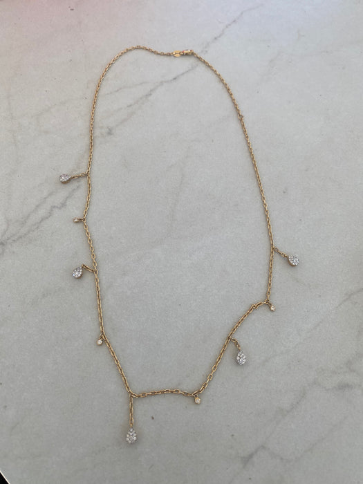 Vintage 18K Gold 1 Carat Natural Diamond Station Necklace