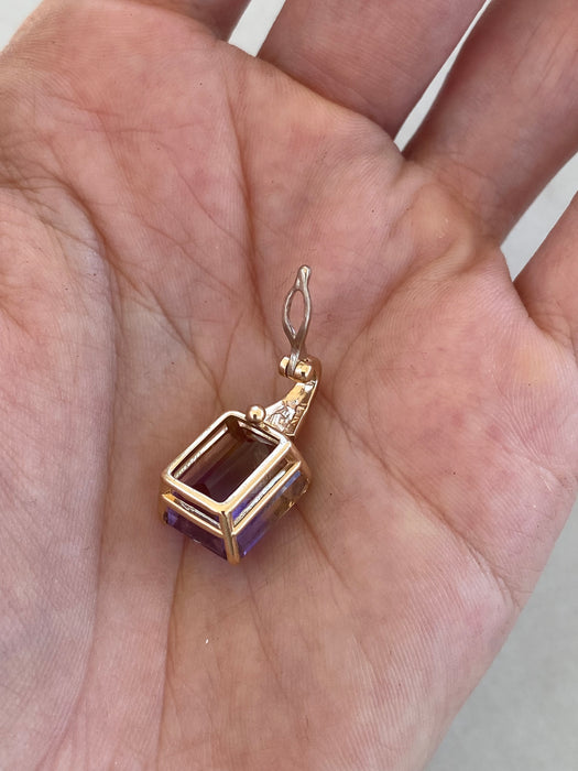 Vintage 14K Gold Ametrine Pendant- 6 Carat