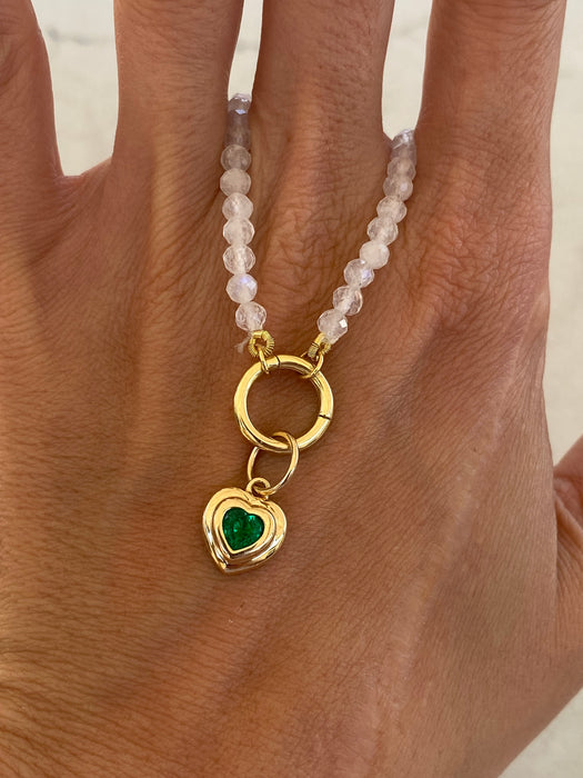 14K Gold Moonstone Beaded Necklace