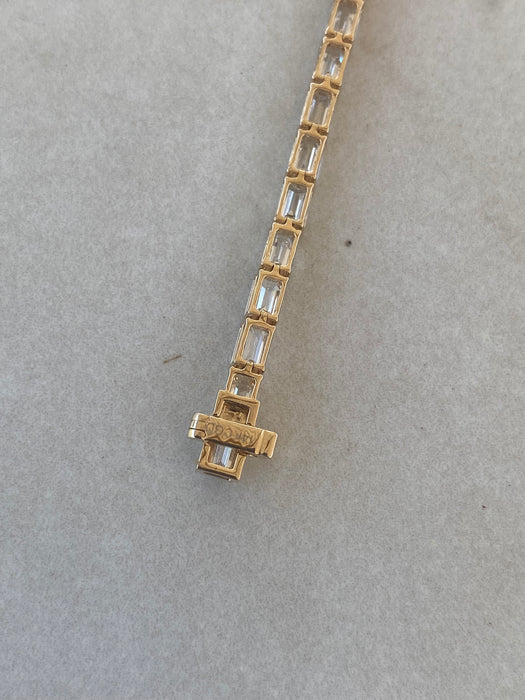 14K Yellow Gold Emerald Cut Lab Diamond Tennis Bracelet | 7.1 Carat