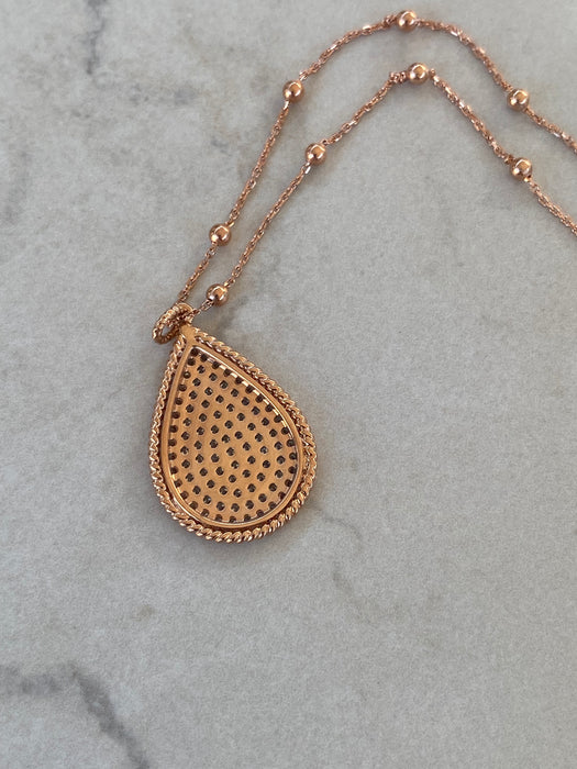 14K Rose Gold 1 Carat Natural Diamond Teardrop Charm Necklace
