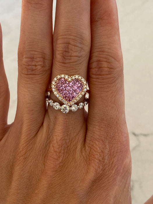 Vintage Platinum 900 Diamond Chevron Ring