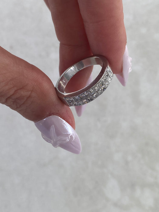 Vintage Platinum Invisible Set Diamond Ring -0.88 TCW