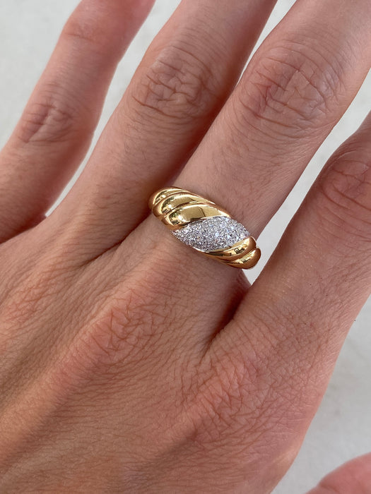 14K Gold Diamond Croissant Ring