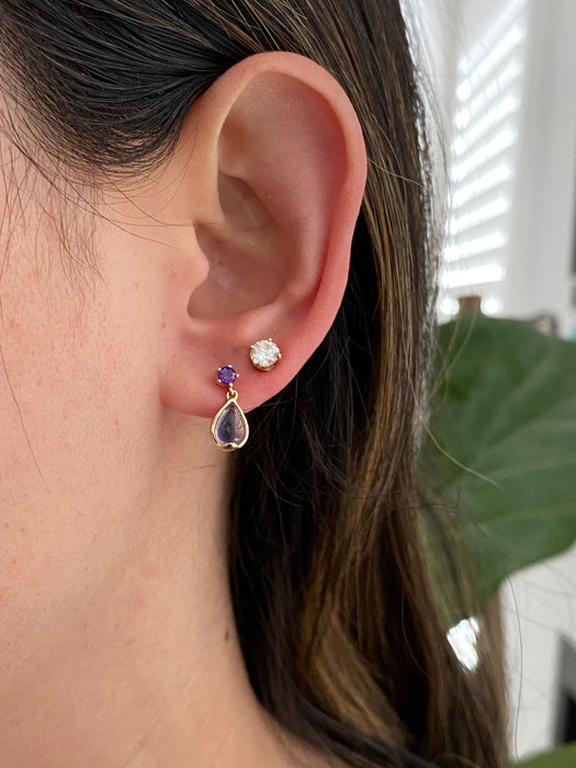 14k amethyst cabochon earrings