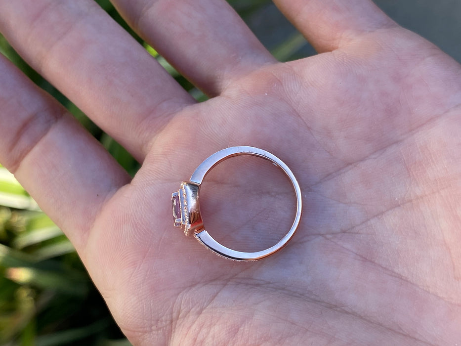 14k rose gold diamond amethyst ring size 6.5