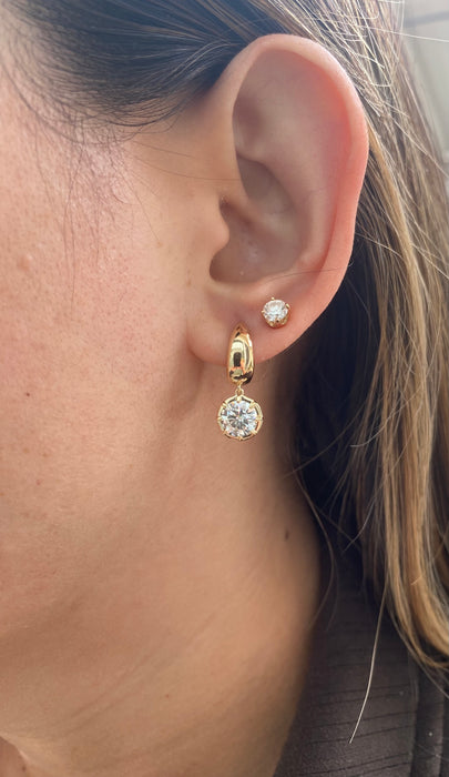 14K Gold Chunky Lab Diamond Huggy Earrings – 3.0 CTW D/VS