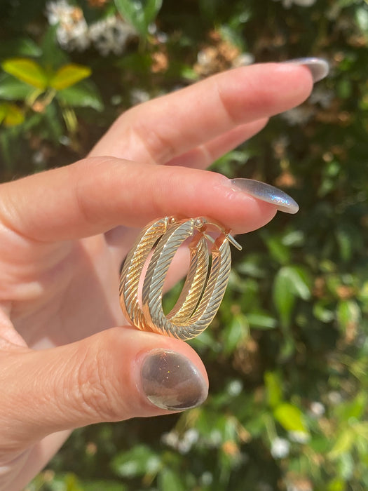 14k fluted oval hoop earrings