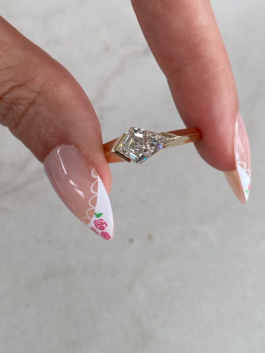 14K Gold IGI Certified 1.59 Carat Kite Cut Lab Diamond Ring