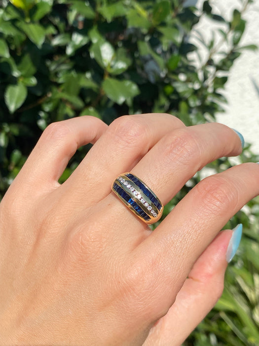 14k blue sapphire diamond ring size 6.5