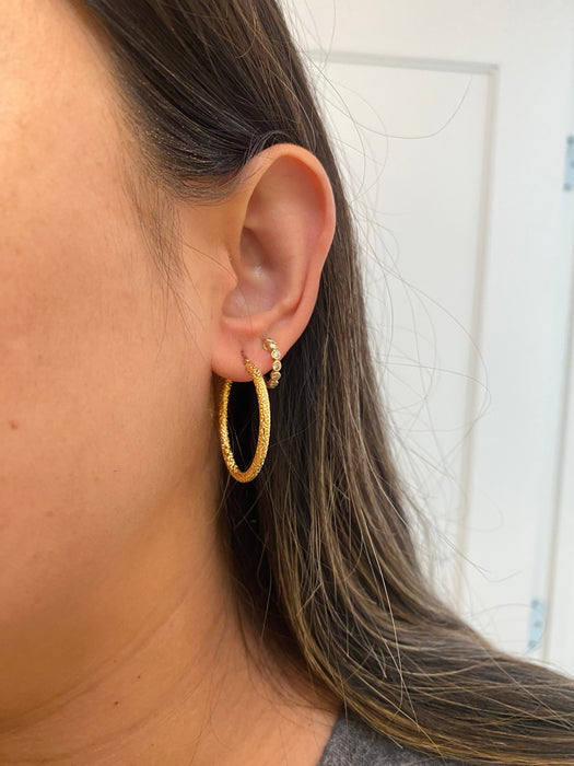 14k round popcorn hoop earrings