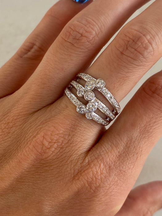 Vintage Platinum 900 Diamond Bezel Ring – 0.94 TCW Natural Diamonds – Size 7