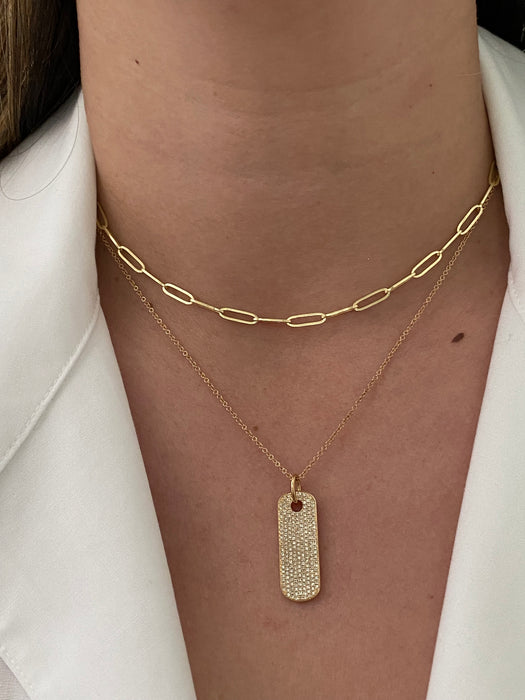 14k diamond dog tag necklace 16-17-18”