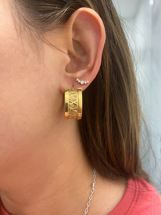 Vintage 14K Roman Numeral Hoop Earrings