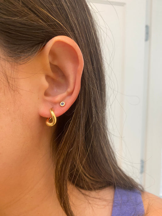 14k puffy curb earrings