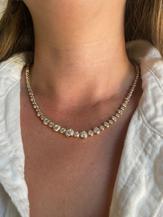 14K 17.5 TCW Lab Diamond Graduated Tennis Necklace