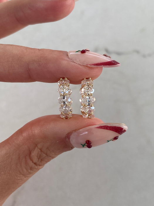 14K Gold 2.4 TCW Lab Diamond Oval Inside-Out Huggie Earrings