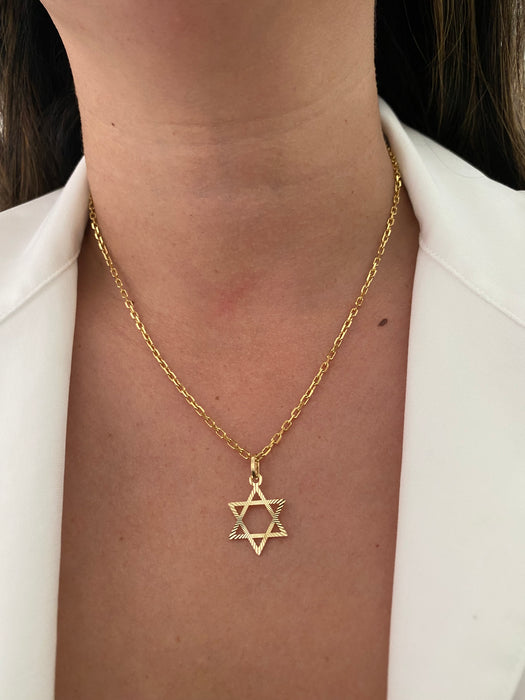 14k fluted Star of David charm