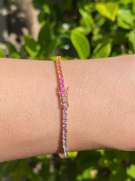 14k rainbow bracelet 7”