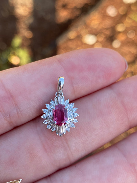 Platinum ruby diamond pendant charm