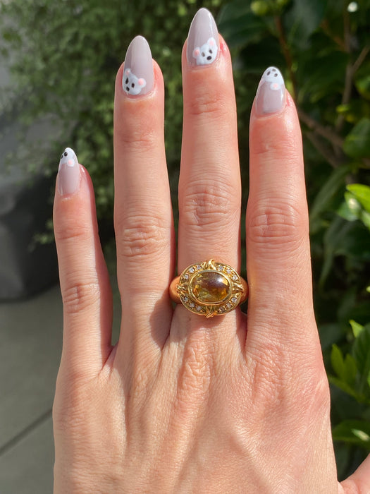 18k cabochon citrine diamond ring size 6