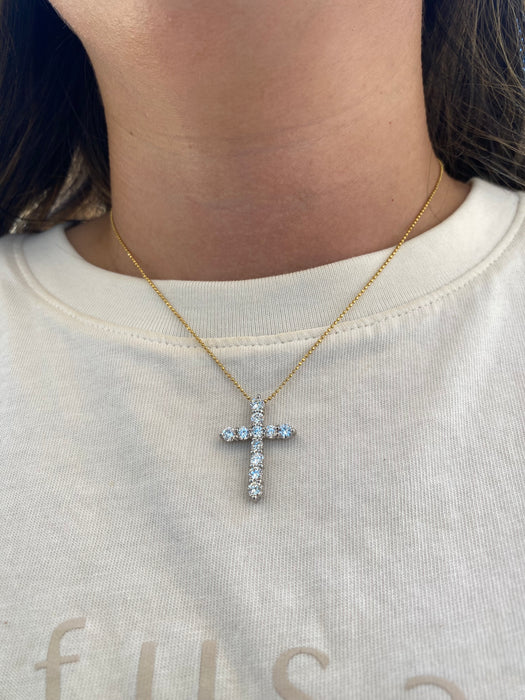 Vintage Platinum 900 1.55 TCW Natural Diamond Cross Pendant
