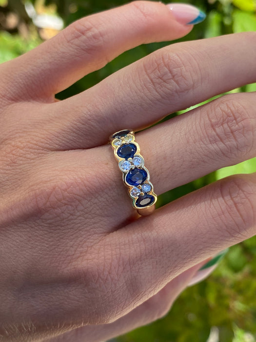 18k blue sapphire diamond ring size 9