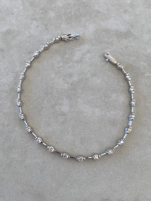 Vintage 18K White Gold Natural Diamond Tennis Bracelet 1.50 TCW