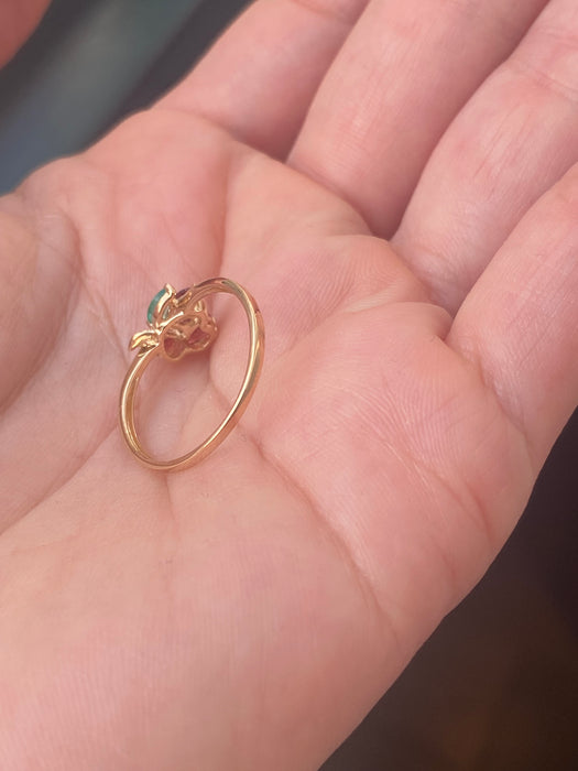 14k garnet emerald cherry ring