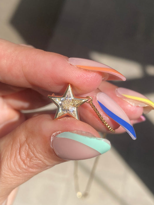 Vintage 18K Kite-Cut Diamond Star Necklace