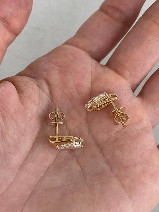 14K Step-Cut Kite-Cut Lab Diamond Stud Earrings